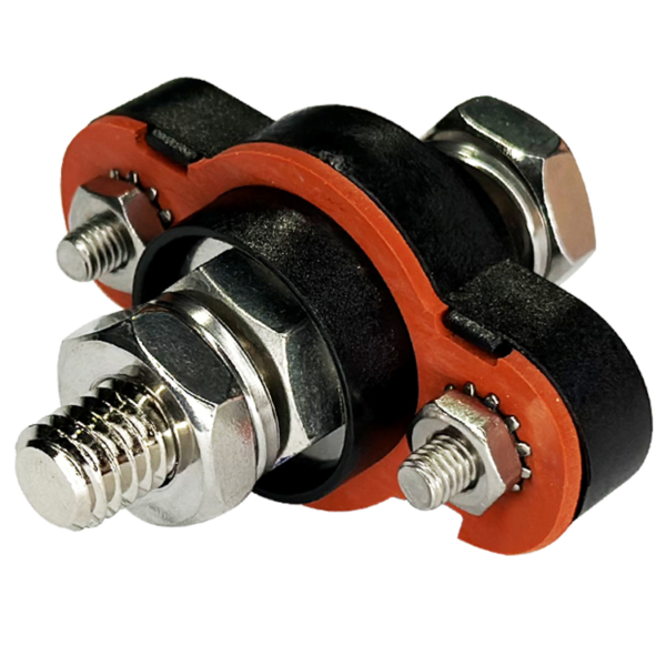Waterproof Pass Through Junction Block - 3/8" Post - Black
